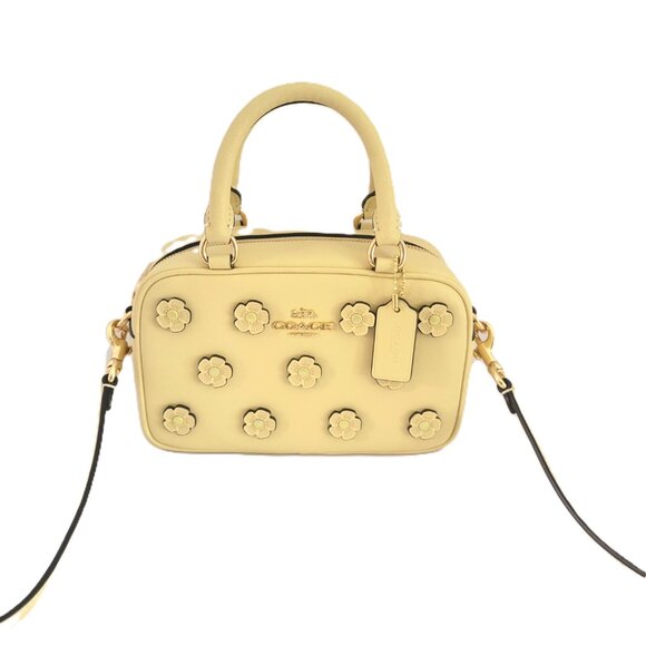 Coach CAJ99 Satchel Crossbody Floral Applique Small Handbag Moonlight Leather - Picture 2 of 6